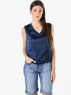 Solada Top donna a spalla larga con scollo a V - blu scuro