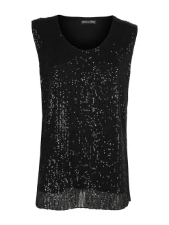 Solada Top donna con paillettes linea curvy - nero