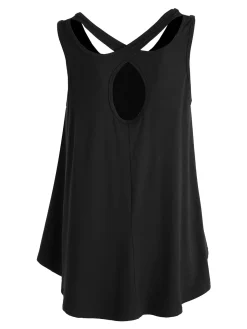 Solada Top donna con scollo incrociato sul retro - nero