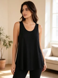 Solada Top donna con scollo incrociato sul retro - nero