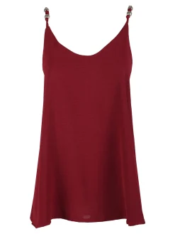 Solada Top donna con spalline sottili e perline dorate - bordeaux