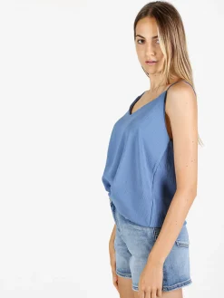 Solada Top donna con spalline sottili e scollo V - azzurro