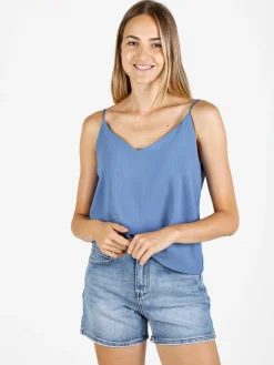 Solada Top donna con spalline sottili e scollo V - azzurro