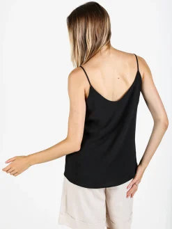 Solada Top donna con spalline sottili e scollo V - nero