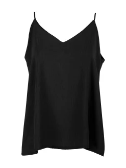 Solada Top donna con spalline sottili e scollo V - nero