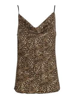 Solada Top donna con stampa animalier e scollo a cascata