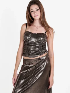 Solada Top donna effetto metallizzato con coppe preformate