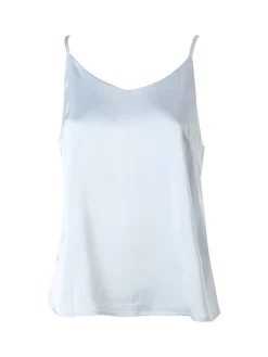 Solada Top donna effetto raso con spalline strette - azzurro