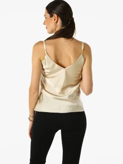 Solada Top donna effetto raso con spalline sottili e dettaglio in pizzo - beige