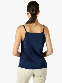 Solada Top donna effetto raso con spalline strette - blu scuro