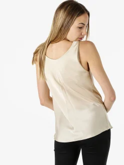 Solada Top donna effetto raso con scollo in pizzo e spalline strette - moro
