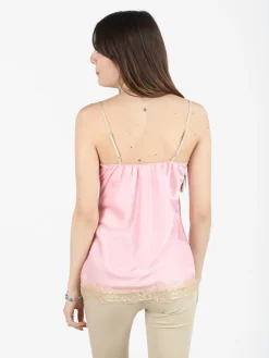 Solada Top donna effetto raso con pizzo