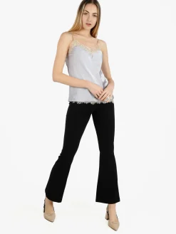 Solada Top donna effetto raso con pizzo
