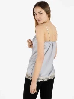 Solada Top donna effetto raso con pizzo