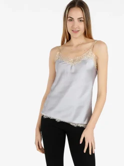 Solada Top donna effetto raso con pizzo