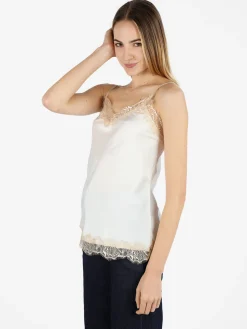 Solada Top donna effetto raso con pizzo