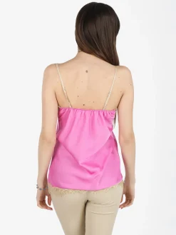 Solada Top donna effetto raso con pizzo