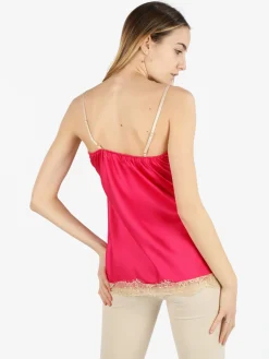 Solada Top donna effetto raso con pizzo