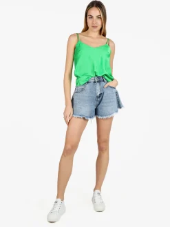 Solada Top donna effetto raso con pizzo