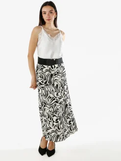 Solada Top donna effetto raso con scollo in pizzo e spalline strette - bianco