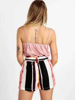 Solada Top donna effetto seta con pizzo