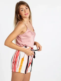 Solada Top donna effetto seta con pizzo
