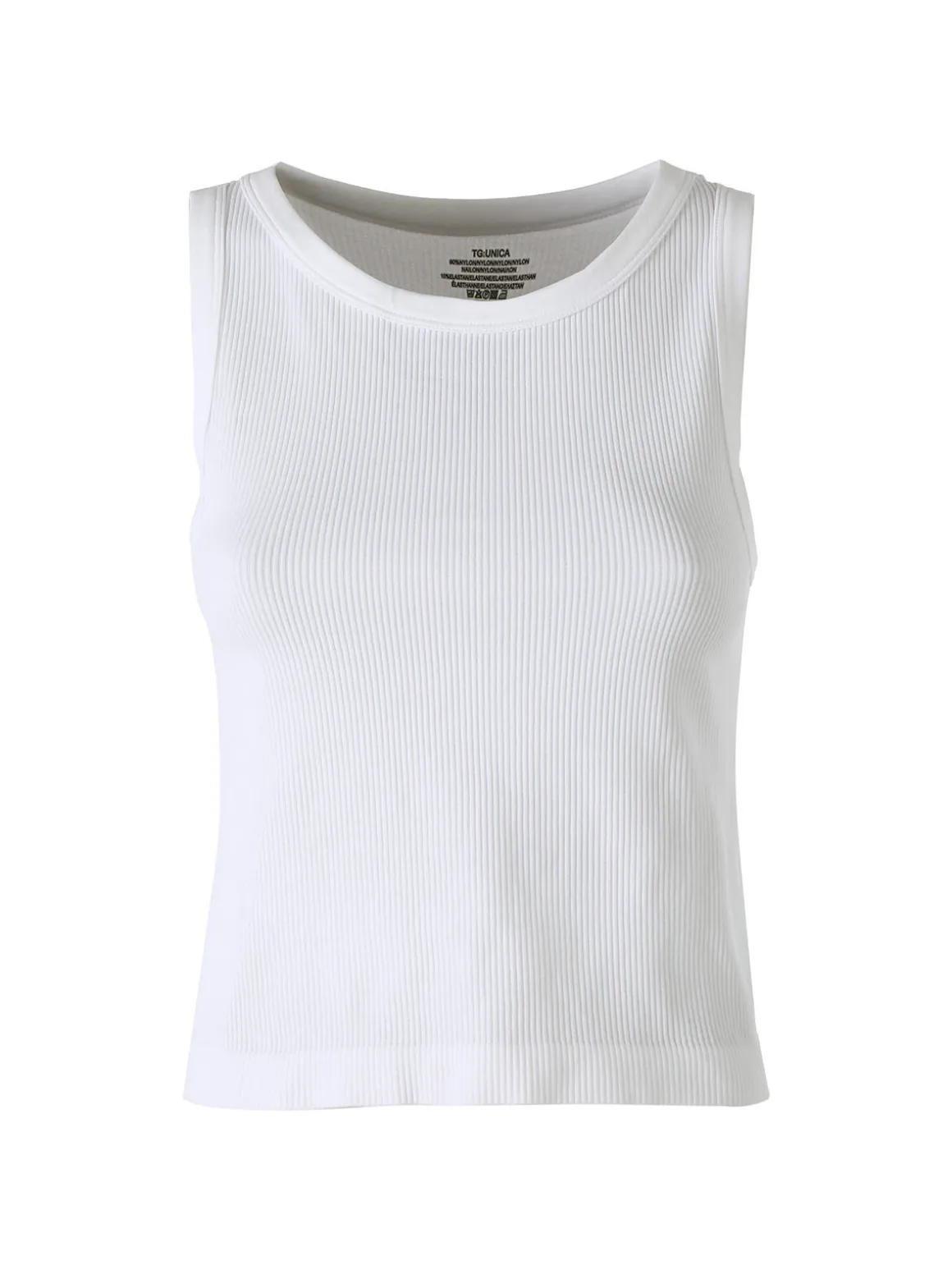Solada Top donna girocollo a costine - bianco