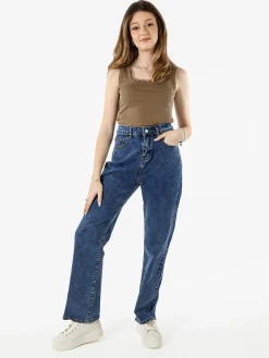 Solada Top donna in cotone con pizzo - marrone