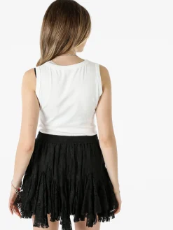 Solada Top donna in cotone con pizzo - bianco