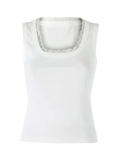 Solada Top donna in cotone con pizzo - bianco