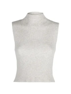 Solada Top donna in maglia a costine con collo a lupetto