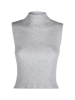 Solada Top donna in maglia a costine con collo a lupetto