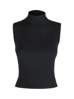 Solada Top donna in maglia a costine con collo a lupetto