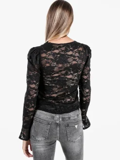 Solada Top donna in pizzo a maniche lunghe - nero