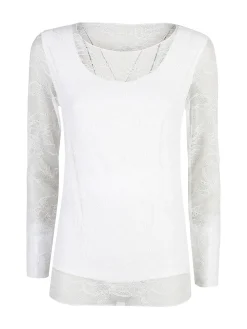 Solada Top donna in pizzo a maniche lunghe - bianco