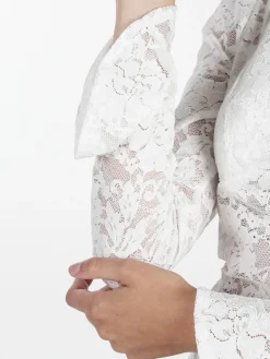 Solada Top donna in pizzo a maniche lunghe - bianco
