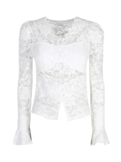 Solada Top donna in pizzo a maniche lunghe - bianco