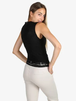 Solada Top donna in pizzo con scollo a cascata - nero