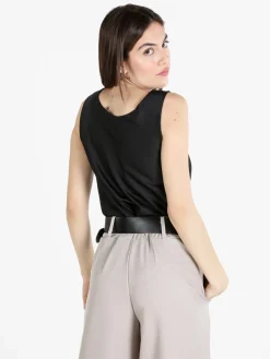 Solada Top donna in raso con scollo a cascata