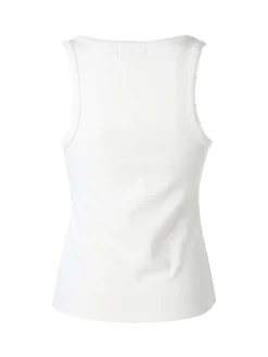 Solada Top donna in tinta unita con scollo quadrato - panna
