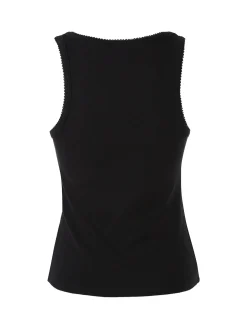 Solada Top donna in tinta unita con scollo quadrato - nero