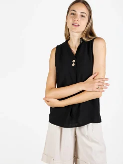 Solada Top donna in viscosa con scollo a V - nero