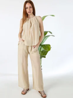 Solada Top donna smanicato - beige