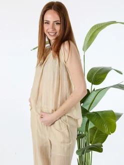 Solada Top donna smanicato - beige