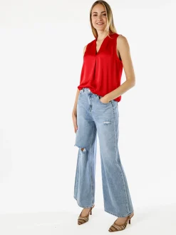 Solada Top donna smanicato con scollo a V profondo - rosso