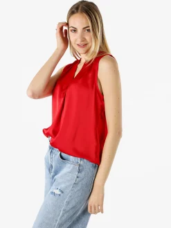 Solada Top donna smanicato con scollo a V profondo - rosso
