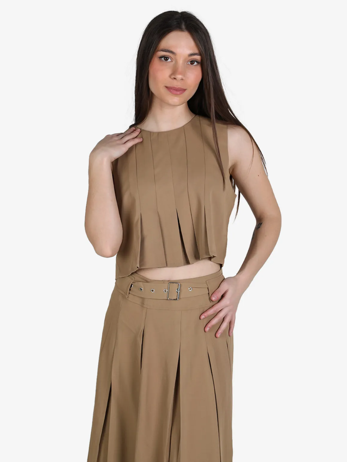 Solada Top donna smanicato con zip sulla schiena