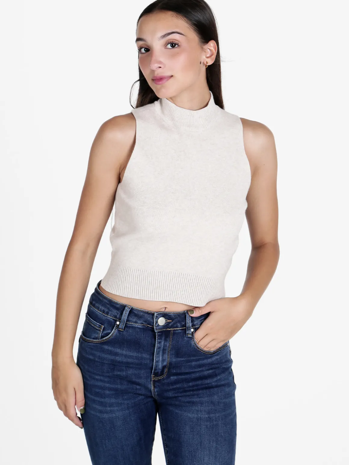 Solada Top donna smanicato in maglia