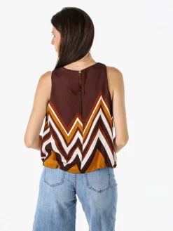 Solada Top donna smanicato multicolore - marrone