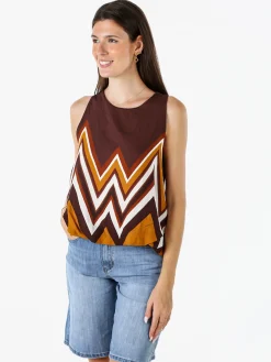 Solada Top donna smanicato multicolore - marrone